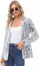 Women's sequin jacket front cardigan jacket casual long sleeved shiny cardigan jacket