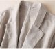 Womens Cotton Linen Blazer Notch Lapel One Button Suit Coat Jackets