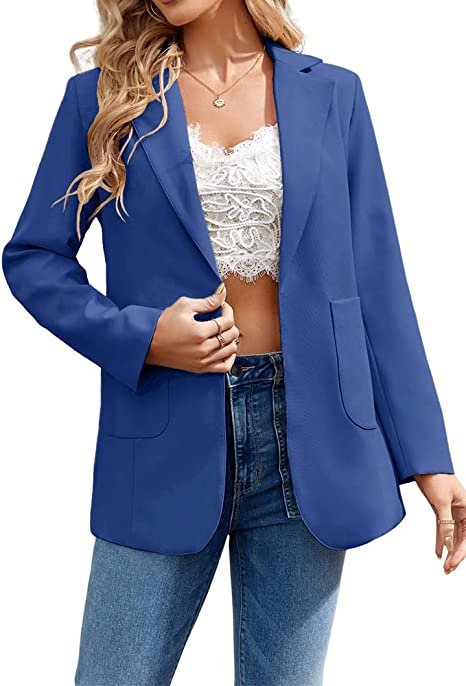 Womens Casual Blazers Open Front Long Sleeve Lapel Collar Work Office Jacket
